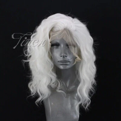 Peluca delantera de encaje suelta blanca pura ondas playeras bob pelo sintético pelucas divertidas Foto 1 de 4