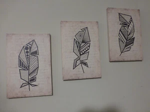 Canvas Wall Art Print VINTAGE Tribal Arrow Feather Pattern 12" x 8" - Picture 1 of 5