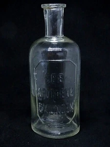 Botella médica antigua SEE-FARMACIA GMUNDEN botella en relieve vidrio blanco 1900 ¡RARA! - Imagen 1 de 6