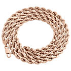 10K Rose Gold Diamond Cut Hollow Rope Chain 4mm Wide Necklace 16 - 24 Inches