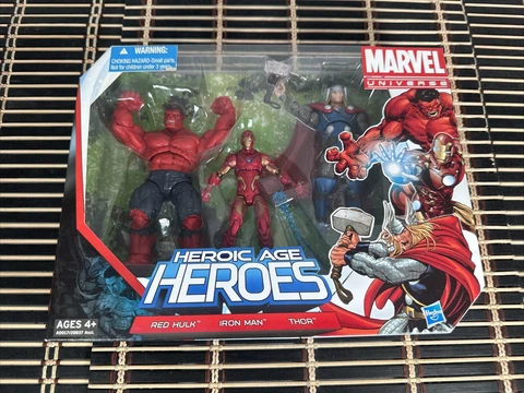 Hasbro Marvel Universe Heroic Age Heroes Thor Iron Man Red Hulk Avengers 3pk Set Cover