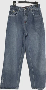 Sean John Jeans Vtg Sz 18 High Rise 29" Waist Med. Wash Wide Leg Denim Y2K Vtg - Picture 1 of 9