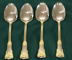 Royal Albert OLD COUNTRY ROSES acciaio inox 4 cucchiai zuppa oro cucchiaio posate - Foto 1 di 4