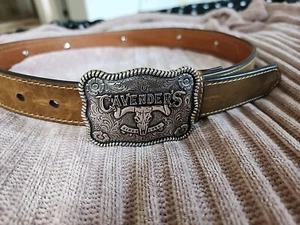 Cavenders Brown Belt & Buckle Sz 28 "don't just wear it live it" - Picture 1 of 19