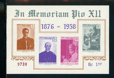 Panama Scott #C212a MNH S/S Pope Pius XII In Memoriam CV$2+ Cover