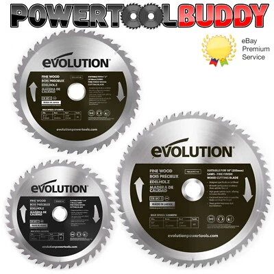 Evolution Fine Wood TCT Mitre Saw Blades 185mm 210mm & 255m - Image 1 of 4