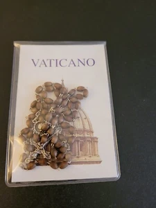 NEW MADE IN ITALY Vaticano Wood BEAD ROSARY with clear case - Picture 1 of 5