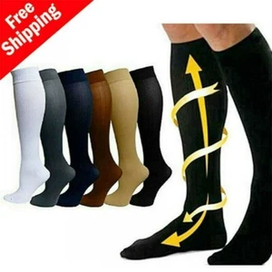 3 PAIRS Compression Socks 15-20mmHG Wide Calf Plus Size L Knee High Sports Gift* - Picture 1 of 15