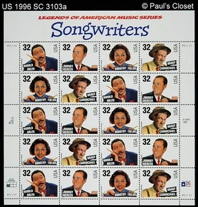 US 1996 SC 3103a SONGWRITERS 20/32¢ MINT NEVER HINGED ORIGINAL GUM VERY FINE - Picture 1 of 2