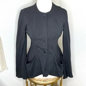 elm design iceland jacket blazer black jersey button down flare waist new - Picture 1 of 6