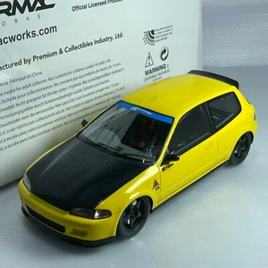 1/18 Tarmac Honda Civic EG6 Spoon Yellow with Carbon Boonet 1993 T01-YL - Picture 1 of 1