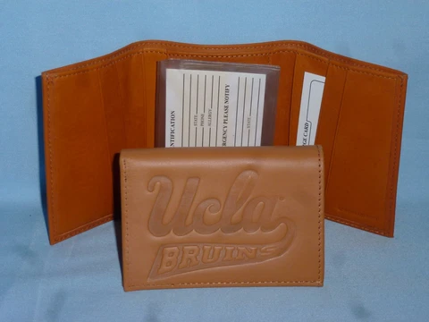 UCLA BRUINS   Leather TriFold Wallet   NEW!    tan  bb Cover