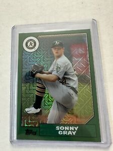 2017 Topps 1987 Sonny Gray Green Mojo silver pack numbered 143/150