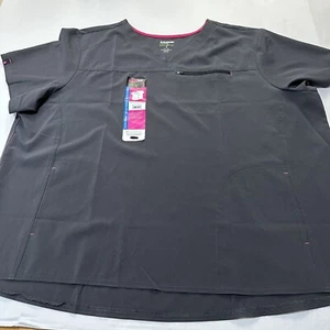 Womens 3XL Dark Gray Scrub Top Scrubstar Active Stretch Tuck In - Picture 1 of 15