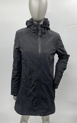 NWT Calvin Klein women's hooded zip-front puffer coat Color Black Size S - Image 1 of 4