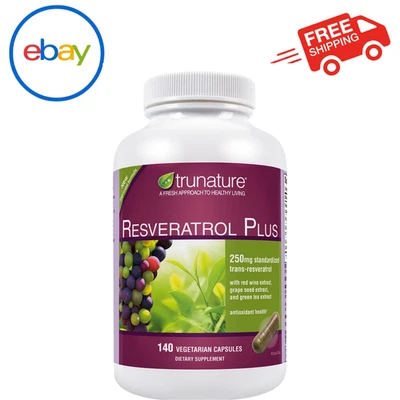 trunature Resveratrol Plus, 140 Vegetarian Capsules Anti-Aging Antioxidant - Image 1 of 3