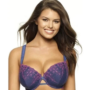 Reggiseno donna Paramour 42DDD nuovo figura completa sfoderato Demi blu navy/viola occhielli - Foto 1 di 8