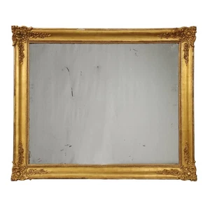 Espejo Antiguo Francés del Siglo XIX Marco de Madera Dorado Floral - Imagen 1 de 11