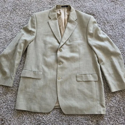 Chaps Ralph Lauren Blazer Mens Large Tan Silk Linen Wool Sport Coat Made Canada - Image 1 of 4