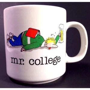 Mr. College University Lustiger Kaffeebecher Tasse Kater Betrunken Bier Trinken Party - Bild 1 von 7