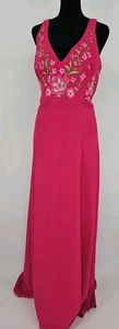 Marchesa Notte Gown 4 Pink Floral & Bird Embroidered Racer Back Evening Maxi - Picture 1 of 8