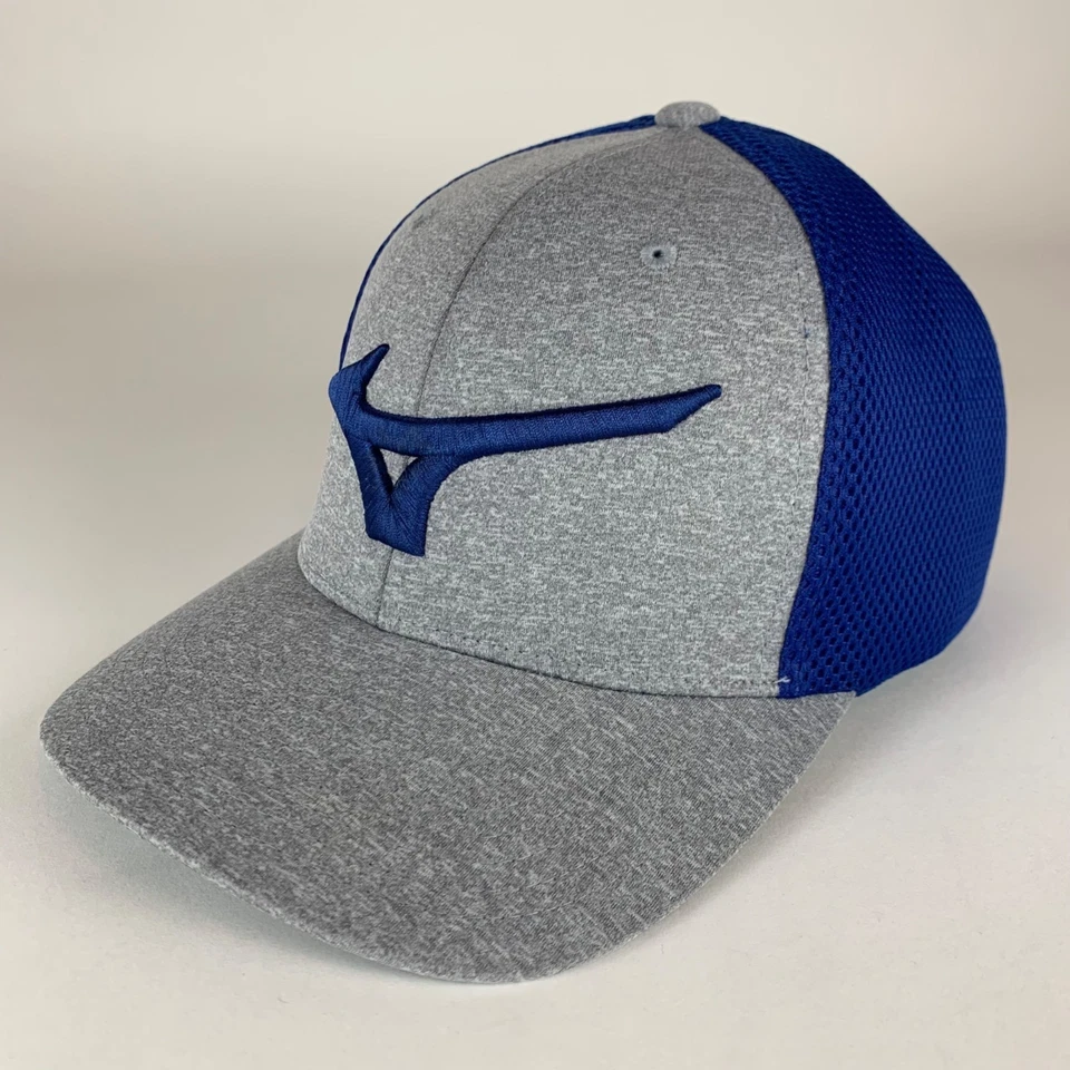 Бейсболка Mizuno серая синяя эластичная резинка мужская один размер - Изображение 1 из 4