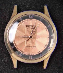 Fero Guilloché Salmon Dial Men's Hand-Wind Vintage Swiss Watch -- Spares/Repairs - Bild 1 von 3