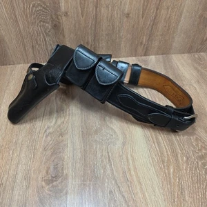 Don Hume schwarz Leder B106 Gürtel Polizist Strafverfolgung 34" H216 No1 4" Waffenholster - Bild 1 von 23