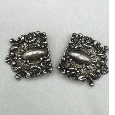 2 pares antiguos de plata de ley 925 con hebilla de cinturón ornamentada  Foto 1 de 4