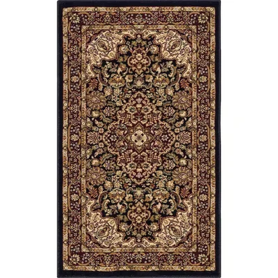 Alfombra Silk Road negra 2 pies X 3 pies medallón dispersión Foto 1 de 4