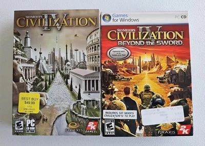 Sid Meier's Civilization IV CIB + Beyond The Sword Expansion CIB PC 2005 Game - Image 1 of 4