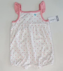 Baby Girl 9 Months Carter's Terry Cloth Polka Dot Romper Tank 1 Piece Outfit NWT - Picture 1 of 7