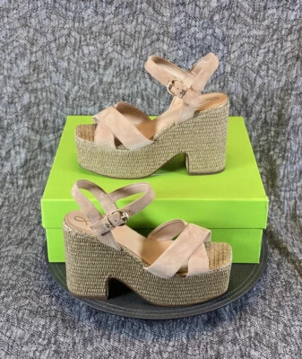 Sam Edelman Trianna Platform Heel Sandal Size 9.5 Sesame Suede - Image 1 of 4