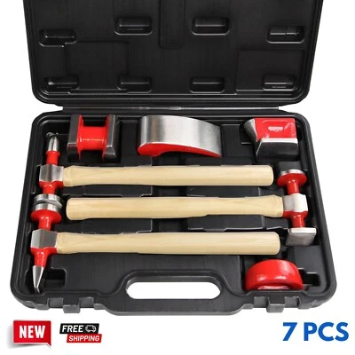 Auto Body Fender Hammer Dolly Set Dent Bender Wood Handle Forming Repairing Tool - Image 1 of 4