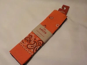 Two NEW Levi's Cotton Paisley Western BANDANA Set. Orange & Black - Picture 1 of 3