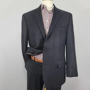 Michael Kors Mens Sport Coat Blazer Charcoal Black Herringbone Wool Cashmere 46L - Picture 1 of 13