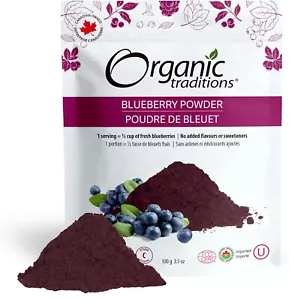 Organic Traditions Organic Blueberry Powder Canada Non-GMO Healthy 100g NEW - Picture 1 of 2