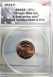2012-P Lincoln Cent ANACS-SP68 #039 of 576 - Shipping is Free PB2 - Imagen 1 de 5