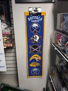 BUFFALO SABRES HISTORY OF LOGO'S WOOL BANNER! - Picture 1 of 1