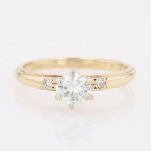 .63ctw Round Diamond Solitaire w/ Accents Engagement Ring 14k Yellow Gold Size 6 - Picture 1 of 7