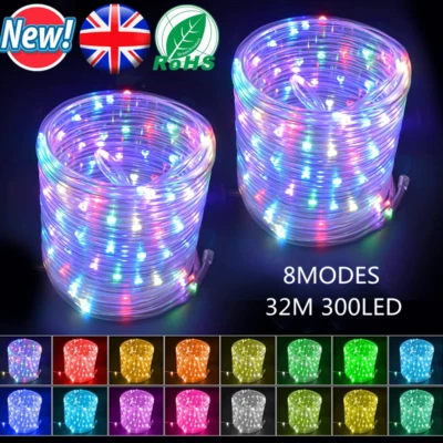 32M 300LED Solar Rope Fairy String Lights Strip Outdoor Garden Patio Path Lamp - Image 1 of 4