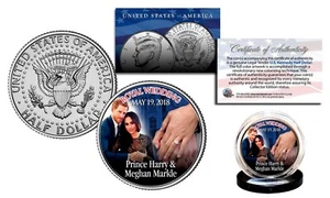 PRINCE HARRY & MEGHAN MARKLE ROYAL WEDDING 5-19-2018 KENNEDY HALF DOLLAR! COA! - Picture 1 of 1