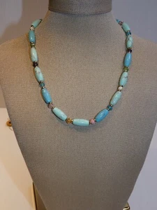 Ralph Lauren Necklace, Oblong Blue Acrylic Beads - Picture 1 of 4
