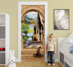 Envoltura de puerta castillo mágico, mural de guardería, pegatina laminada. pieza única - Imagen 1 de 14
