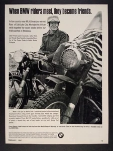 BMW Motorcycles 1967 pilotos en África foto vintage anuncio impreso - Imagen 1 de 1
