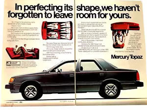 1985 Mercury Topaz 4 Door Two Page Print Ad Perfecting - Picture 1 of 3