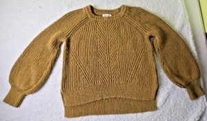 Madewell Maglione Donna S Manica a Palloncino Pullover Pescatore Maglia Oro Boho - Foto 1 di 19