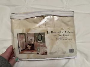 The Heirloom Lace Collection Ivory Lace Shower Curtain Panel & Valance Set - Picture 1 of 3