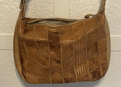 Tony Lama Cuero Retazos Bolso de Hombro Cartera Cartera Marrón Foto 1 de 4