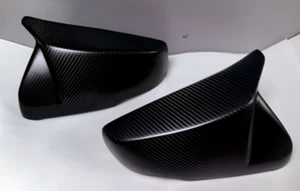 Par de cubiertas de espejo retrovisor de bocina de fibra de carbono seca mate para auto Cadillac CTS CT5 CT6 20-23 - Imagen 1 de 8